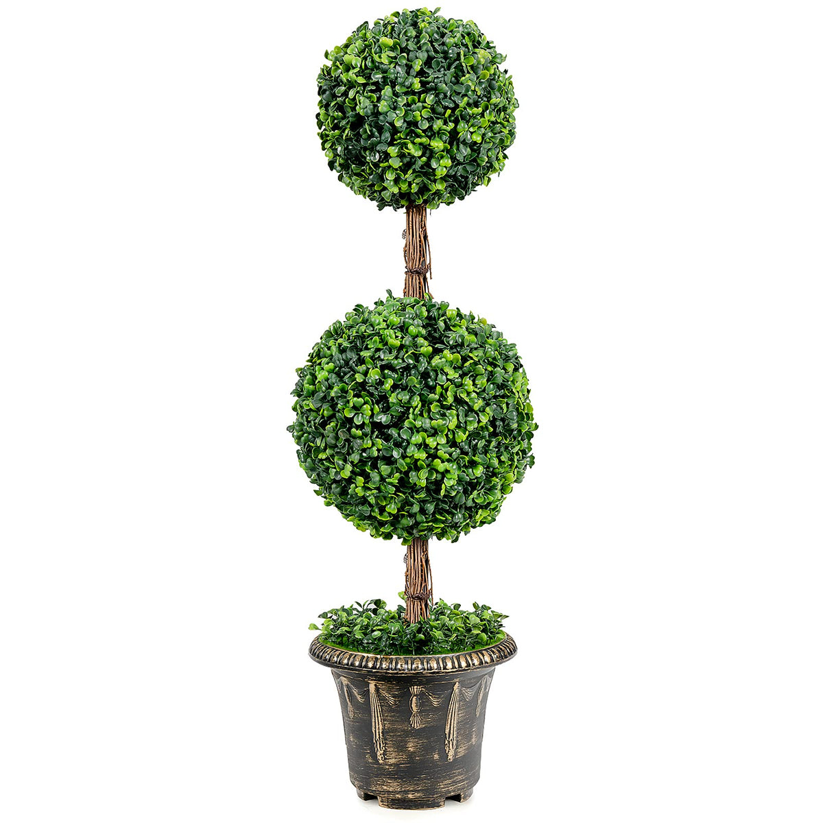 3 Ft /4 Ft Artificial Boxwood Topiary Tree, Fake Greenery Plants Ball Tree - LucktreeUS