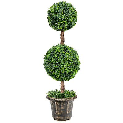 3 Ft /4 Ft Artificial Boxwood Topiary Tree, Fake Greenery Plants Ball Tree - LucktreeUS