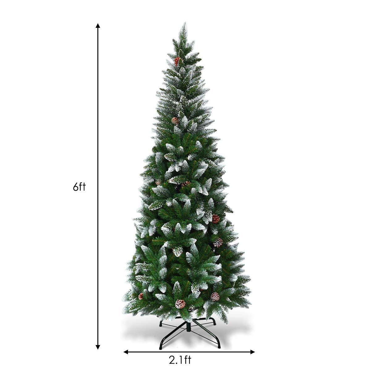 5ft, 6FT 7.5FT Artificial Pencil Christmas Tree - LucktreeUS