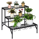 3 Tiers Metal Plant Stand, Ladder Plant Display Rack - Lucktree