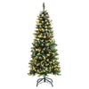 5ft Pre-lit Pencil Christmas Tree, Snow Flocked Artificial Hinged Xmas Tree - LucktreeUS