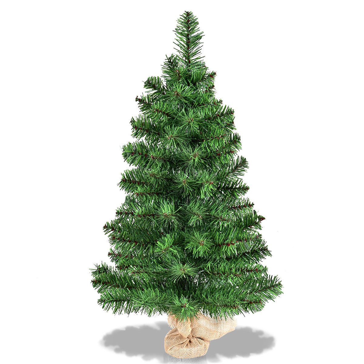 Lucktree Christmas Tree Tabletop Artificial PVC Green Spruce Tree in Burlap Base - LucktreeUS