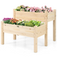 Set of 2 Raised Garden Bed, 34" x 33.5" x 28.5" (L x W x H)