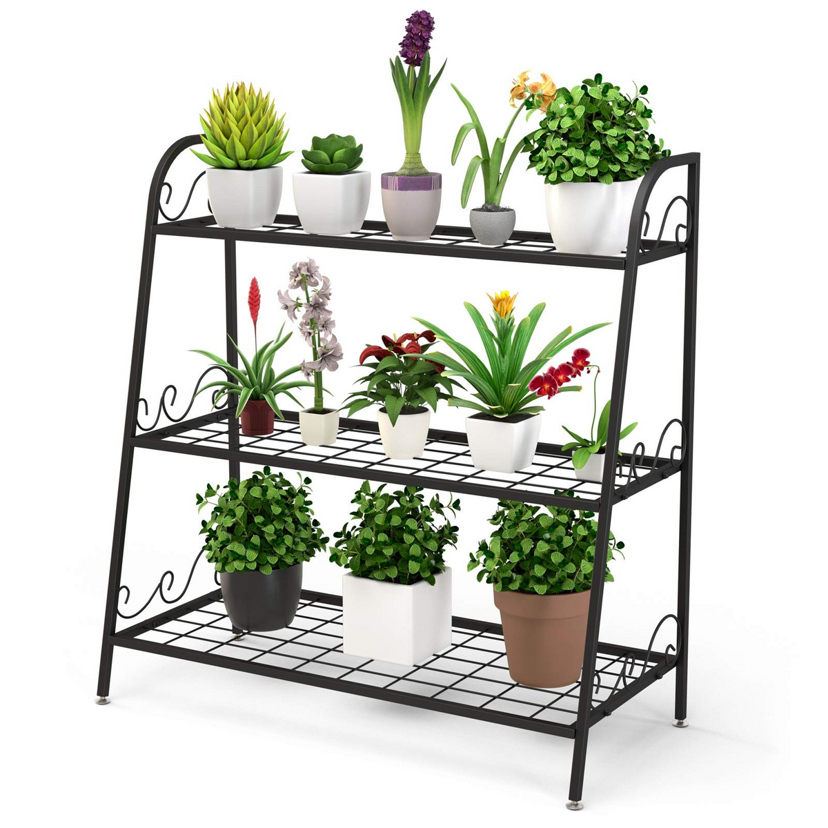 Lucktree 3 Tier Metal Plant Stand, Indoor Outdoor Plant Shelf