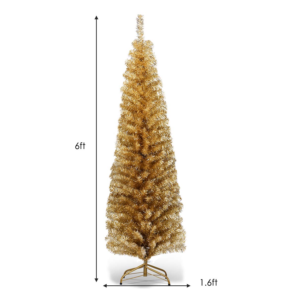 6ft Blue Pencil Christmas Tree, Artificial Slim Tree - LucktreeUS