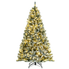 Lucktree Snow Flocked Christmas Tree, Artificial Hinged Xmas Tree - LucktreeUS