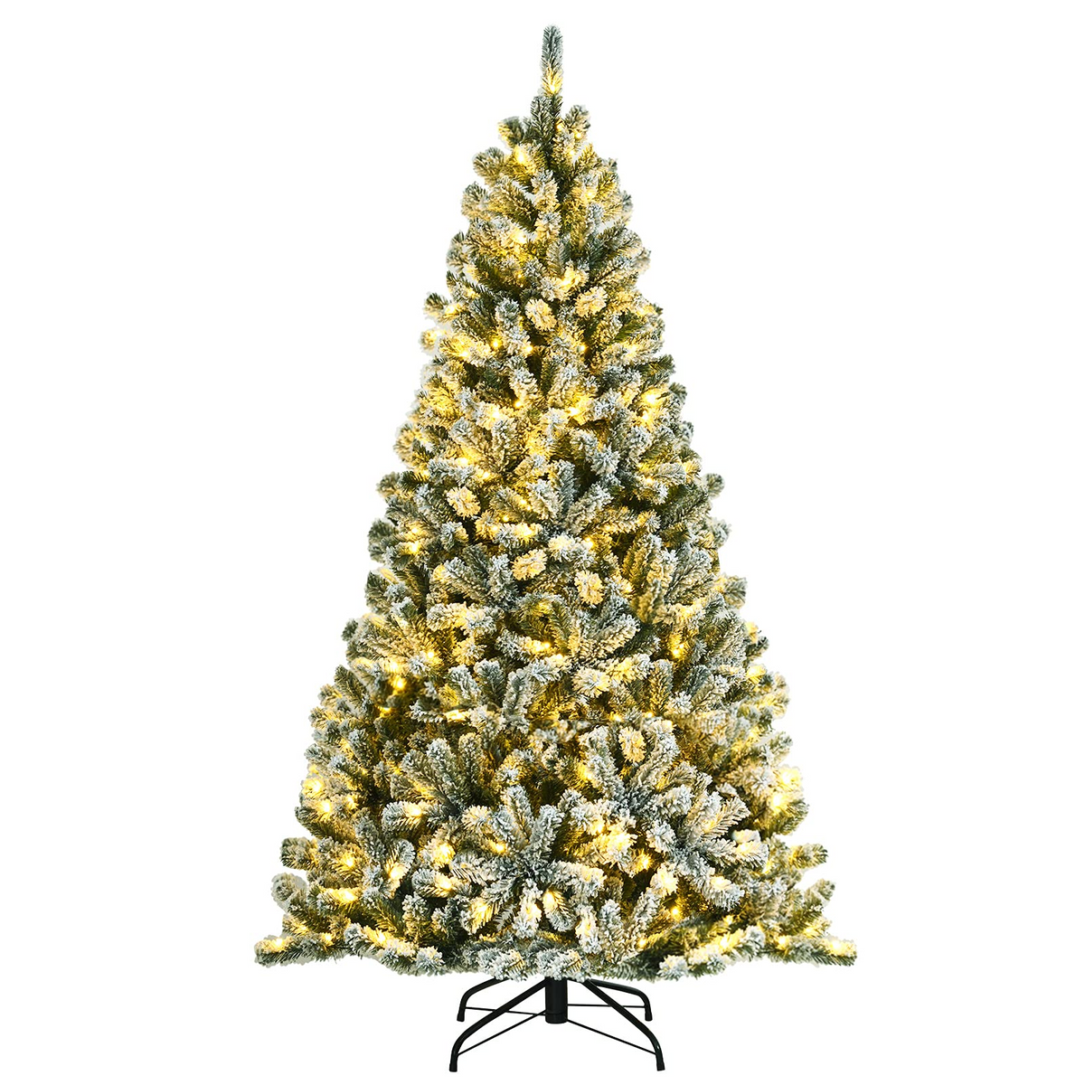 Lucktree Snow Flocked Christmas Tree, Artificial Hinged Xmas Tree - LucktreeUS