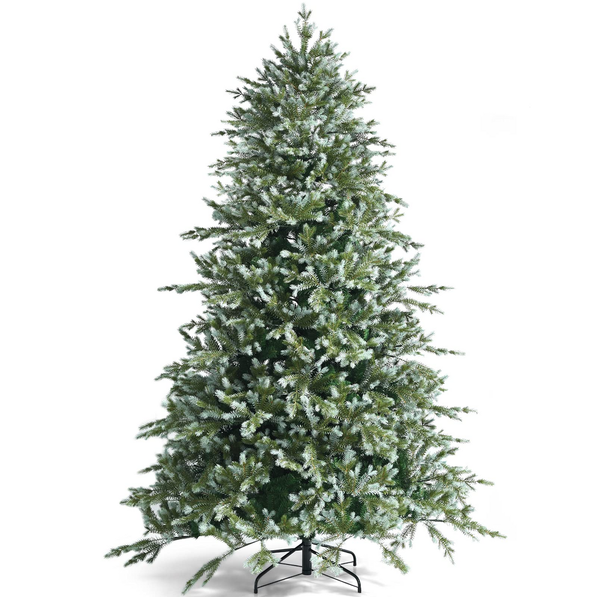 Lucktree 8ft Artificial Christmas Tree, Unlit Hinged Xmas Spruce Tree w/ 1658 Mixed PE & PVC Branch Tips - LucktreeUS
