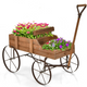 Lucktree Decorative Garden Planter, Small Wagon Cart with Metal Wheels, Wood Raised Beds Plant Pot Stand for Backyard Garden Patio 24.5"x13.5"x24"