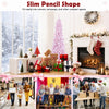 7 FT Slim Pencil Christmas Tree, Hinged Xmas Tree with Flocked Design, 800 PVC Branch Tips