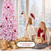 7 FT Slim Pencil Christmas Tree, Hinged Xmas Tree with Flocked Design, 800 PVC Branch Tips