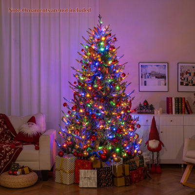 7.5FT Pre-lit Artificial Christmas Tree, Hinged Xmas Tree with 1306 Branch Tips
