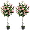 Lucktree 50.5" Artificial Camellia Tree with 27 Camellia Blossoms | Realistic Fake Potted Floral Tree