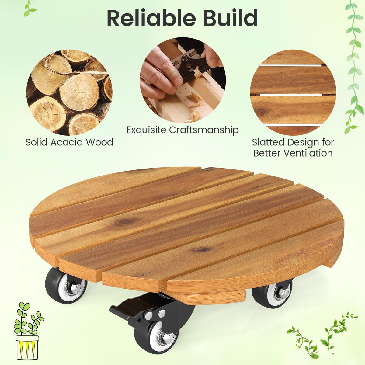 Lucktree 2 Pcs and 4 Pcs Plant Caddy with Wheels with 360° Lockable Casters