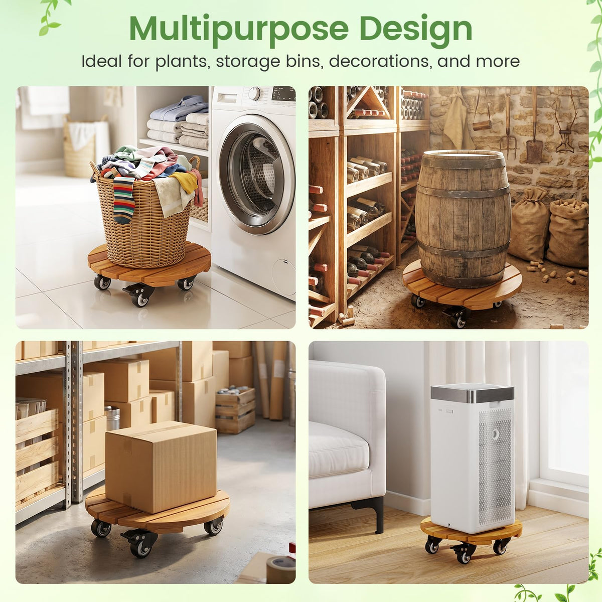 Lucktree 2 Pcs and 4 Pcs Plant Caddy with Wheels with 360° Lockable Casters