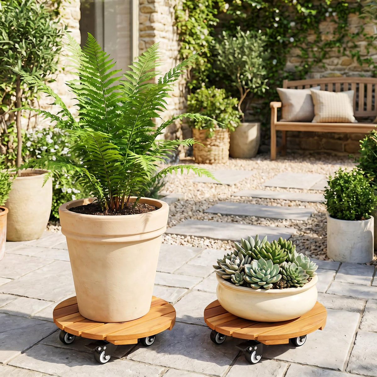 Lucktree 2 Pcs and 4 Pcs Plant Caddy with Wheels with 360° Lockable Casters