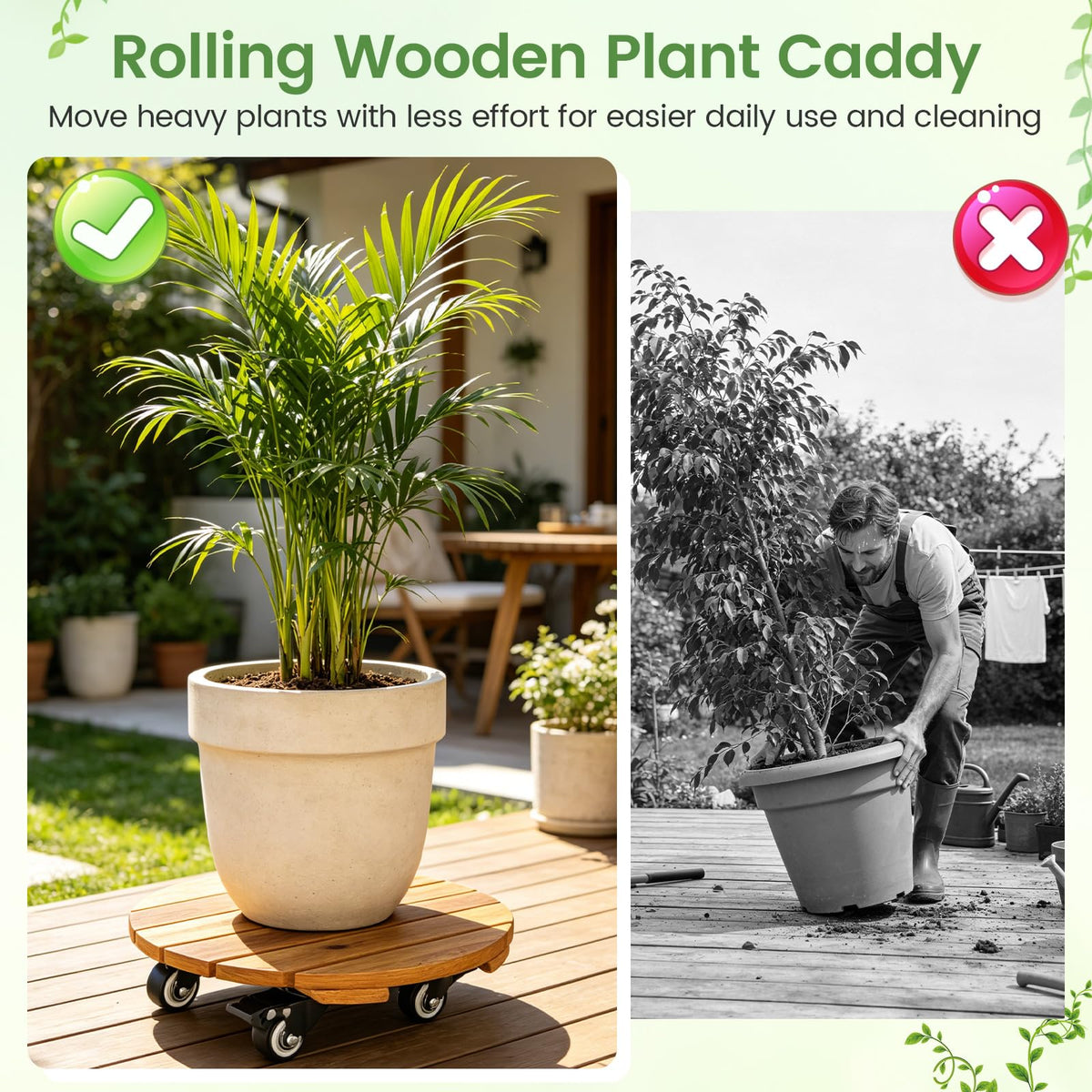 Lucktree 2 Pcs and 4 Pcs Plant Caddy with Wheels with 360° Lockable Casters
