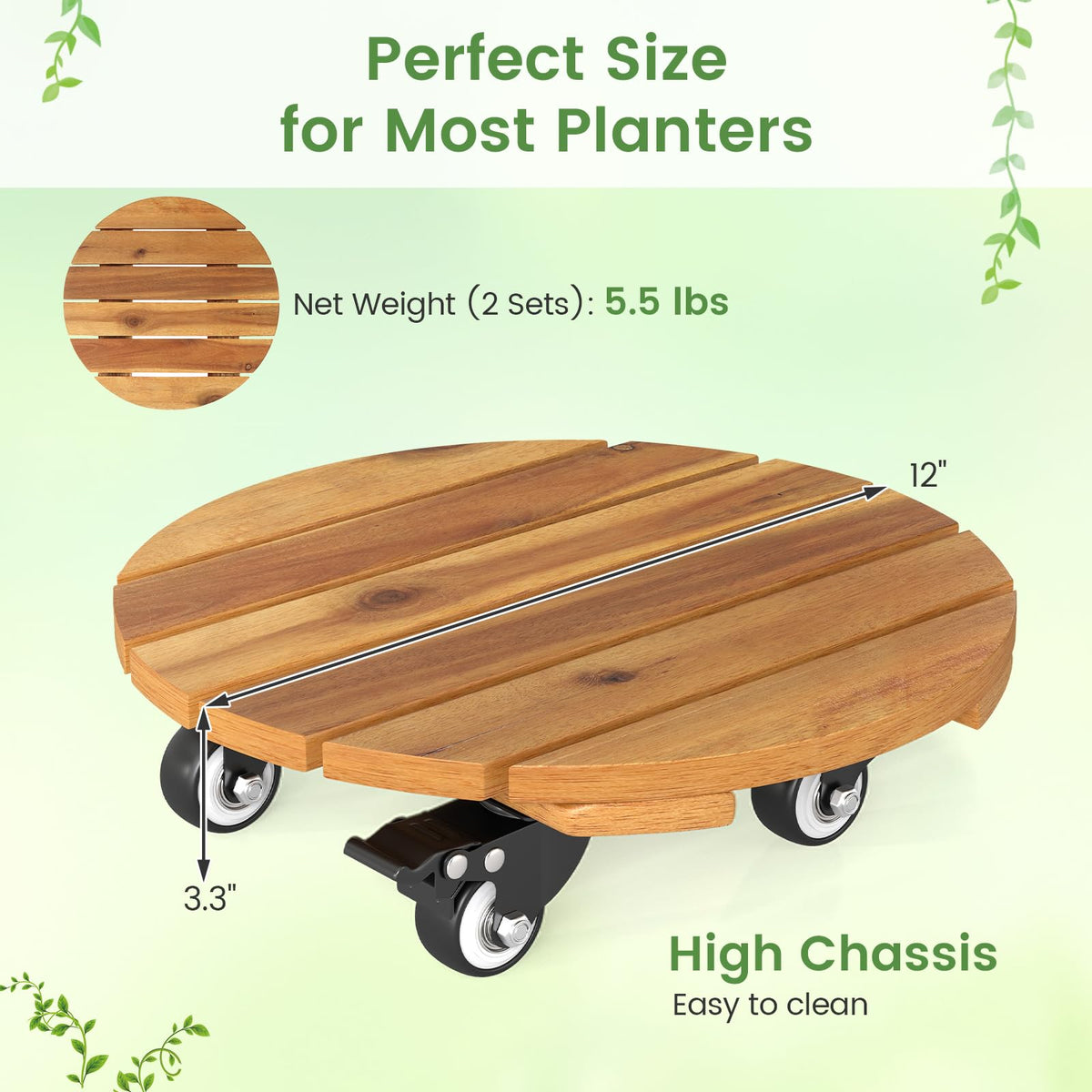 Lucktree 2 Pcs and 4 Pcs Plant Caddy with Wheels with 360° Lockable Casters