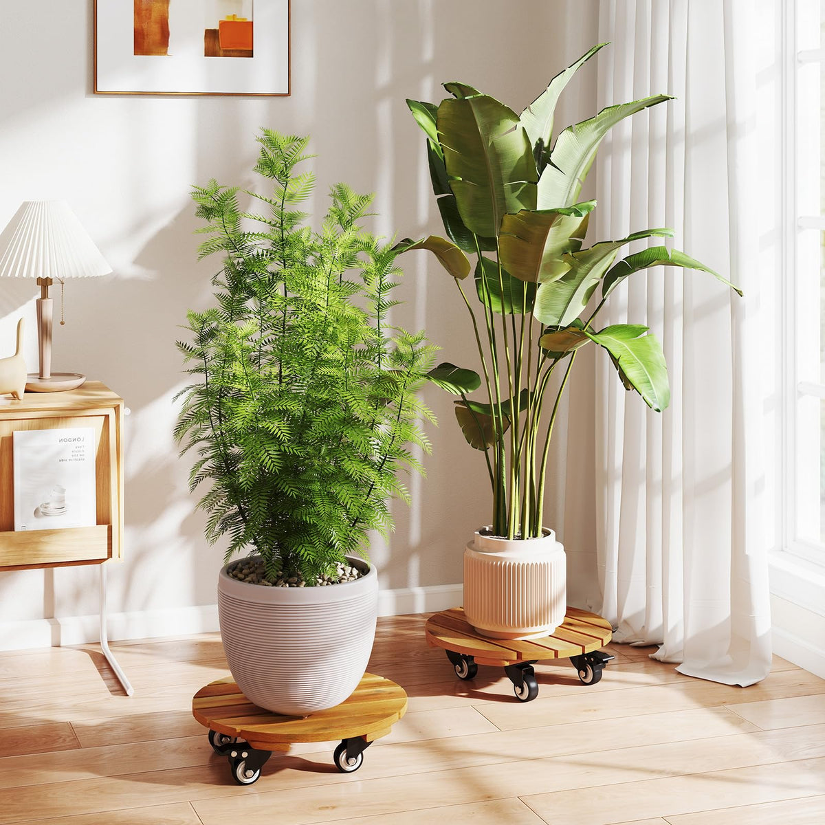 Lucktree 2 Pcs and 4 Pcs Plant Caddy with Wheels with 360° Lockable Casters