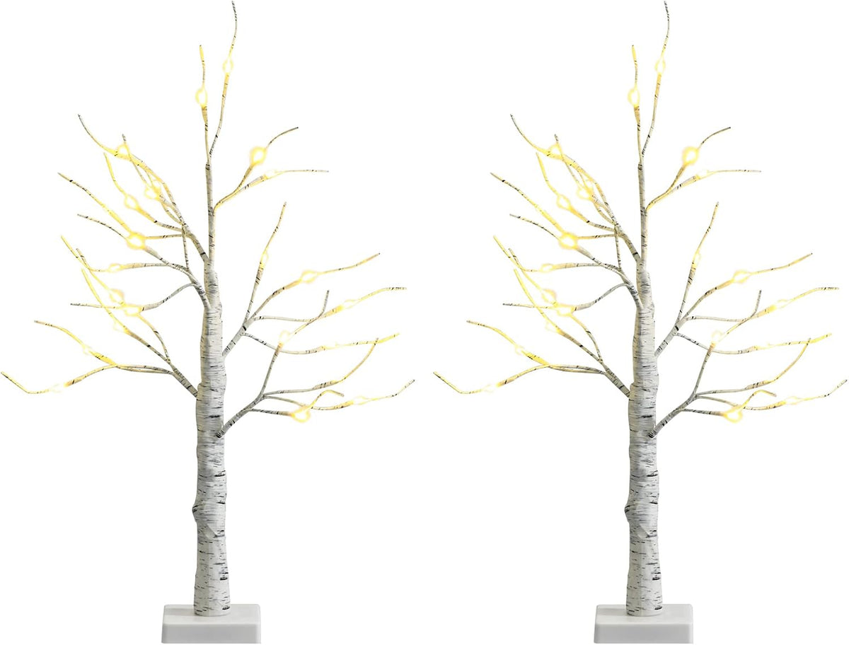 Lucktree Lighted Birch Tree, Artificial Small Tree White Christmas Tree