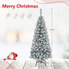 4.5/6/7.5 FT Snow-Flocked Christmas Tree, Artificial Pencil Xmas Tree with 244/502/641 PVC Branch Tips