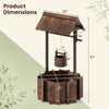 Rustic Outdoor Garden Decoration with Solid Fir Wood Construction, Wooden Wishing Well Planter with Hanging Bucket