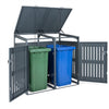 Outdoor Trash Can Storage Shed for 2 Bins, 1.24 m3 Metal Garbage Can Organizer with Gas Struts