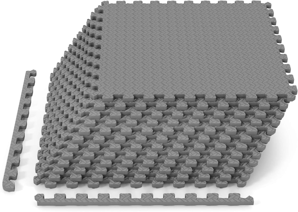 Lucktree EVA Exercise Floor Mats, 1/2" Interlocking Soft Foam Puzzle Play Mats