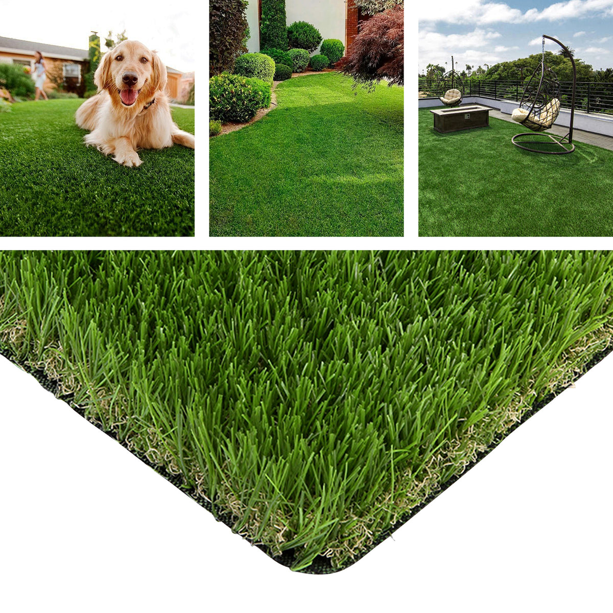 6x10 FT Artificial Grass Turf Rug, Thick Fake Lawn with Drainage Holes