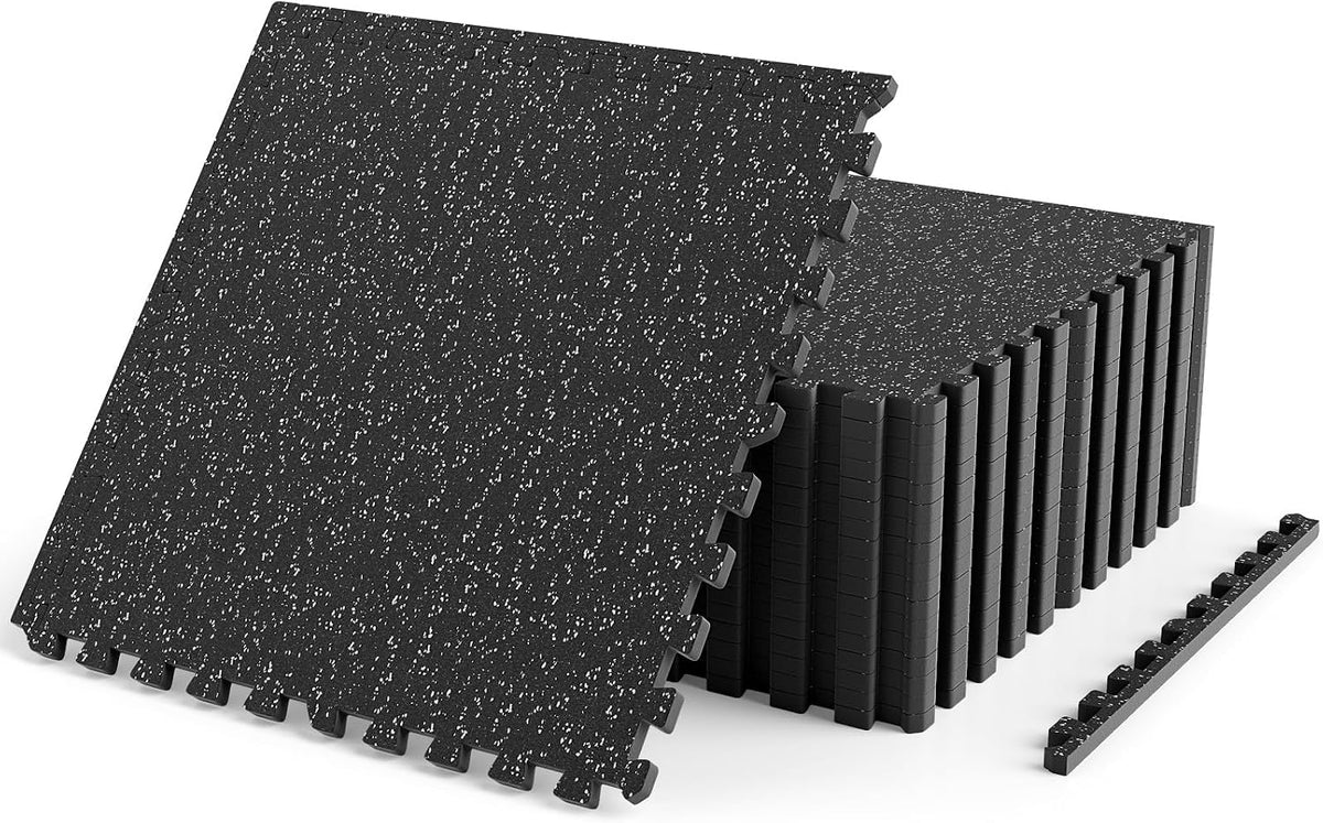 Lucktree 0.39" Thick Rubber Top Exercise Equipment Mats with Boarders