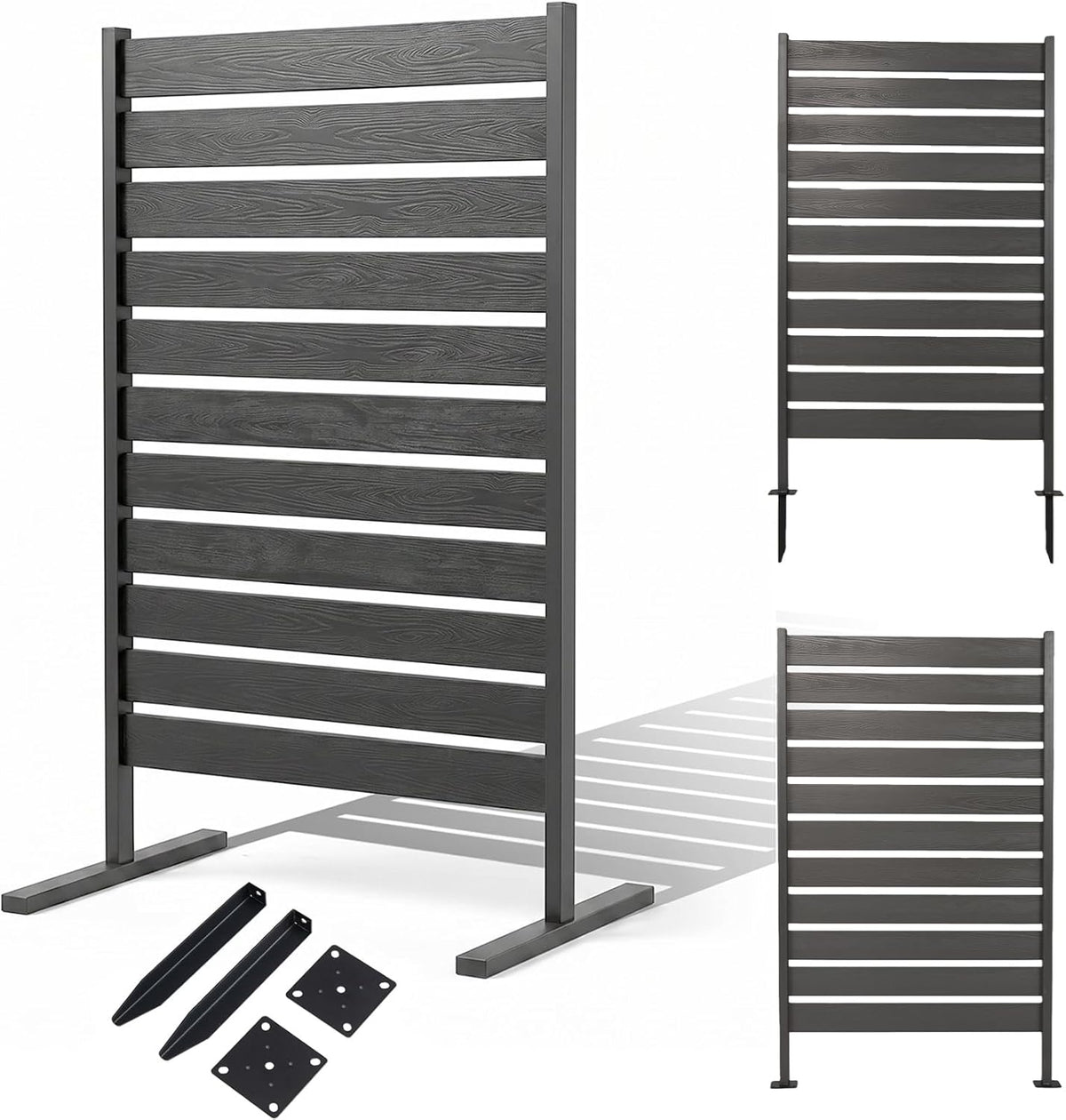 Lucktree 37" W x 61" H Outdoor Privacy Fence Screen with Ground Stakes & Base Feet (1/2)