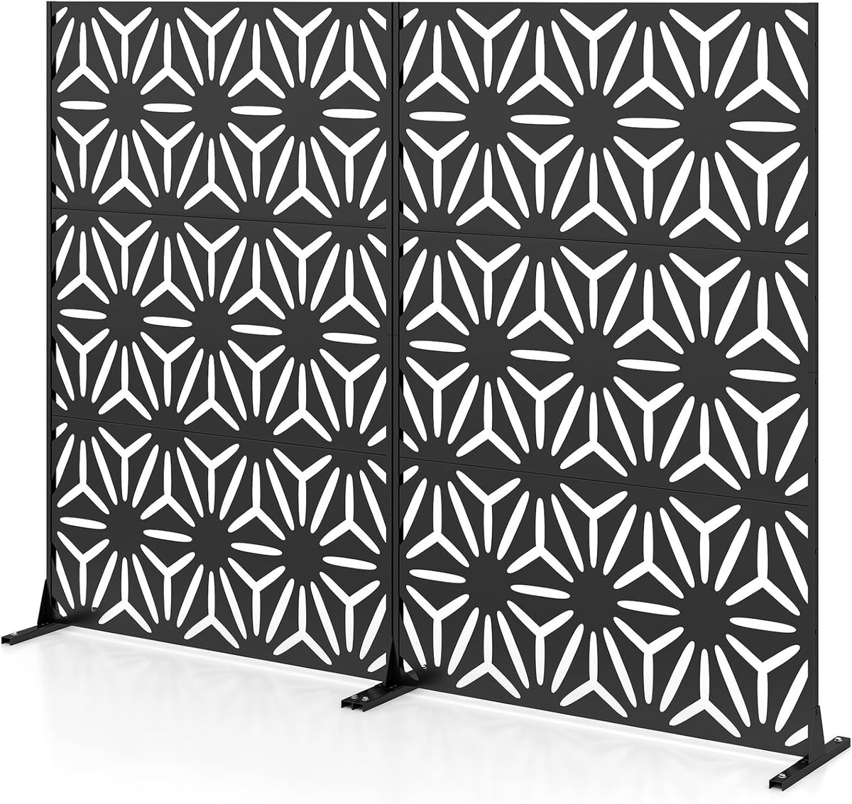 Lucktree 72''H x 48''W Freestanding Metal Privacy Screen with Stable Legs