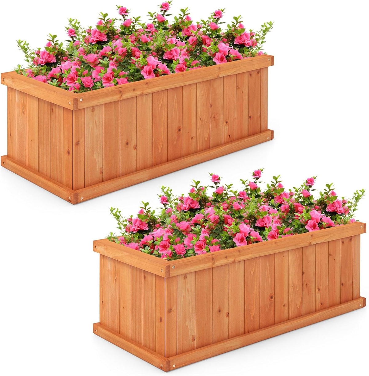 Lucktree Raised Garden Bed | 31”x14”x12” Wooden Planter Box with 4 Drainage Holes (1/2)