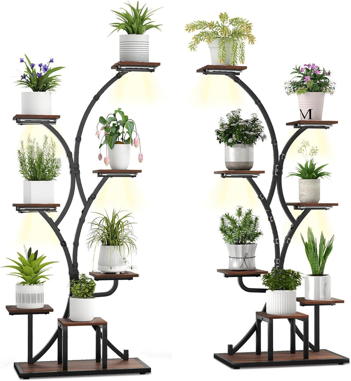 Lucktree Plant Stand Indoor with Grow Lights 8-Tier 58" Tall Corner Metal Plant Shelf