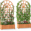 Lucktree Wooden Raised Garden Bed with Trellis 71" Outdoor Planter Box Privacy Screen