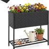 Lucktree Raised Garden Bed with Legs, Rattan Elevated Planter Box w/Storage Shelf
