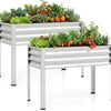 Lucktree 44" x 22" x 32" Metal Large Elevated Planter Box for Vegetable Flower Fruit Herb (1/2)