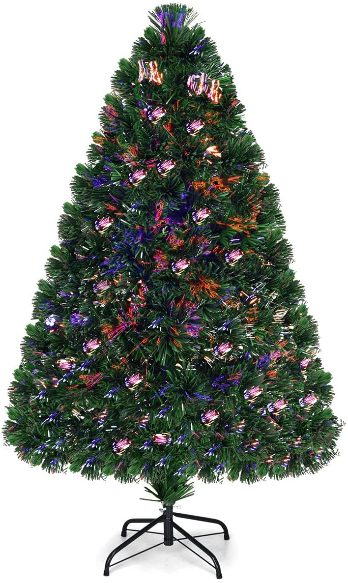 Artificial PVC Christmas Tree Pre-Lit Fiber Optic Tree