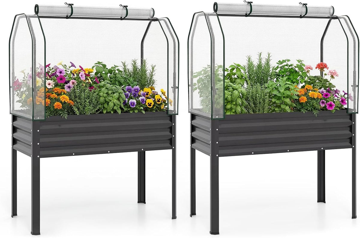 Lucktree Raised Garden Bed with Legs & Greenhouse Cover (1/2)