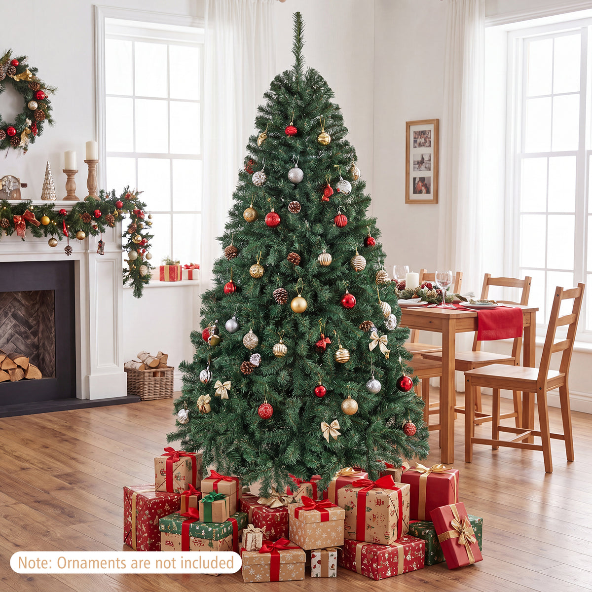 180 CM Artificial Christmas Tree, Hinged, Unlit, Green