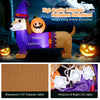 5FT Long Halloween Inflatable Dachshund, Blow Up Wiener Dog with Pumpkin & Witch Hat
