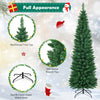 5/6/7/8/9 FT Slim Pencil Artificial Christmas Tree, Unlit Green Xmas Tree with Lush PVC Branch Tips