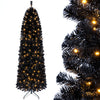 7/8 FT Pre-Lit Black Christmas Tree, Slim Artificial Halloween & Xmas Tree