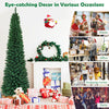 8 FT Slim Pencil Artificial Christmas Tree Unlit Green with Metal Stand