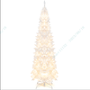 7 FT Christmas Pencil Tree, Hinged Holiday Tree with 300 Warm White LED Lights