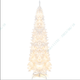 7 FT Christmas Pencil Tree, Hinged Holiday Tree with 300 Warm White LED Lights