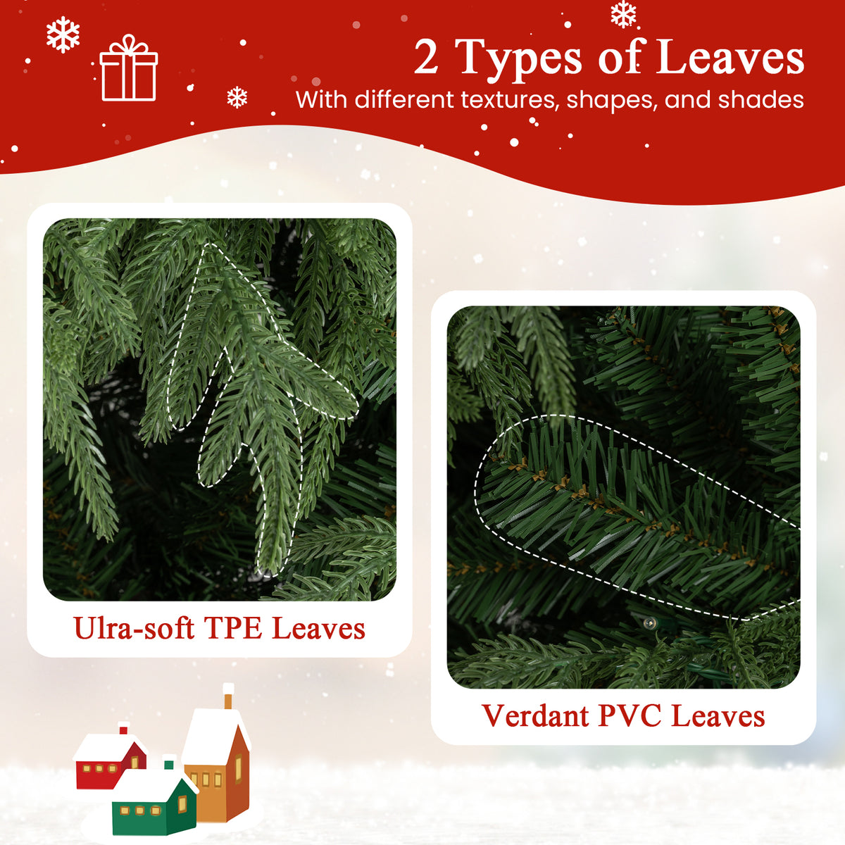 7.5FT Prelit Artificial Christmas Tree, Hinged Xmas Tree with 1449 Branch Tips