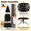 6FT Prelit Pencil Black Christmas Tree, Artificial Slim Xmas Tree with 618 Branch Tips
