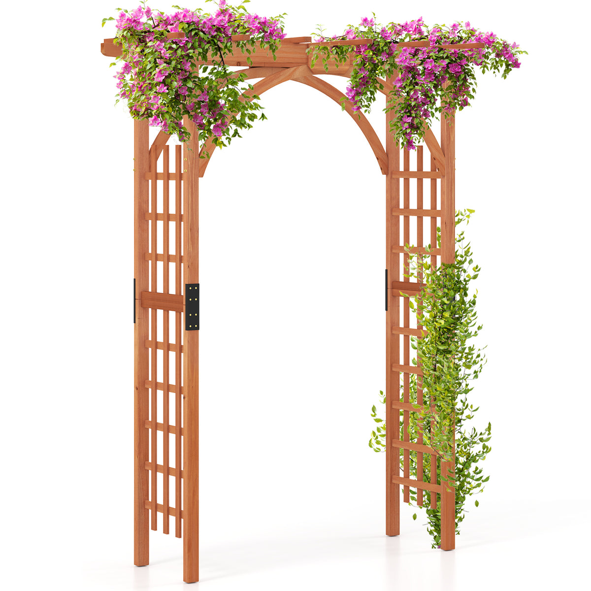 Outdoor Wood Arbor Arch, Natural Solid Wood Garden Arch Arbor Trellis for Climbing Plants