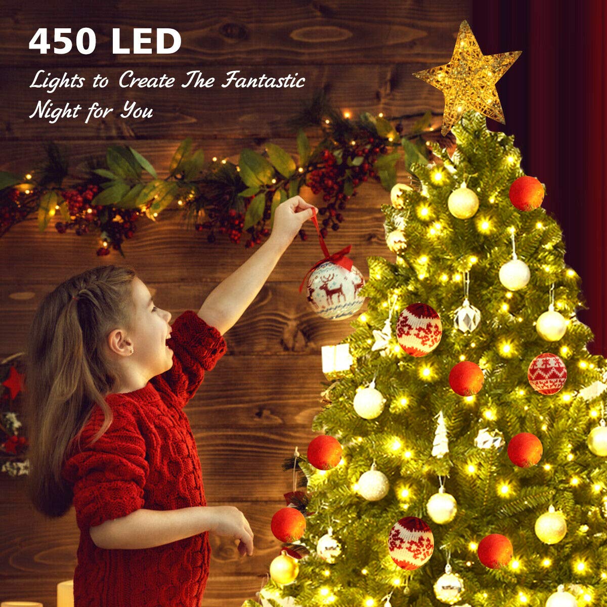 5ft Prelit Christmas Tree, Premium Hinged Artificial Fir Tree - LucktreeUS